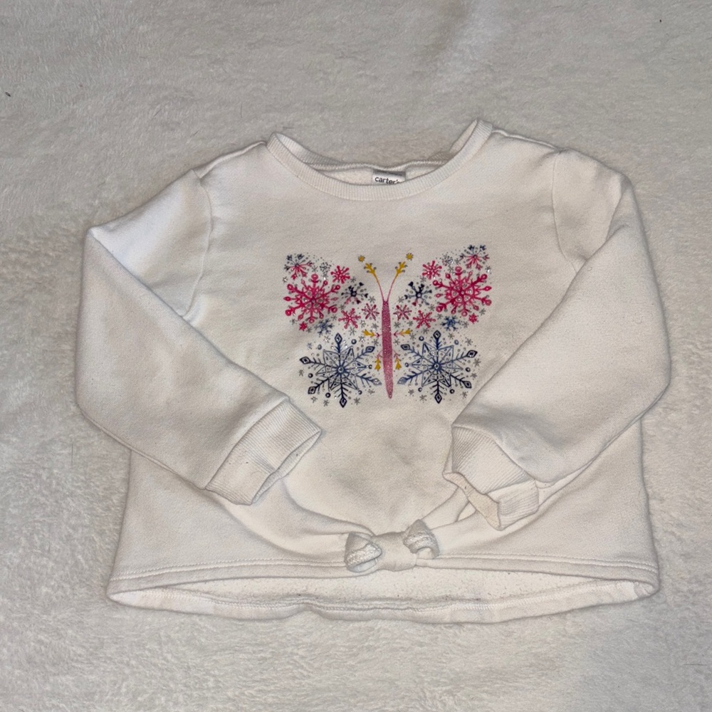 Carter's White Sweatshirt with Floral snowflake Butterfly Design